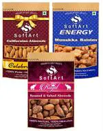 SoftArt Dry Fruits Combo Of Californian Badam,Munakka Raisins & Roasted Salted Badam Vacuum Pack - (Pack of 3, 250 g Each)