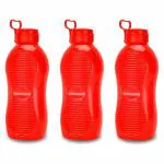 Oliveware Red BPA Free Round Plastic King Water Bottle with Carry Handle - 2 L (pack of 3)