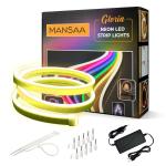 MANSAA M58 Neon LED Strip Light | 5 Meter | Yellow Color | With 12 Volts Adaptor | Neon Strip Light | Home Decoration