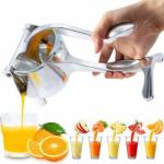 FULKIZA Aluminium Heavy Duty Aluminium Metal Manual Fruit Juicer Squeezer Premium Quality Hand Juicer (Silver)