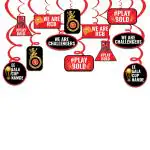 Festiko Team RCB Swirls & Cutouts (Set of 12 Pcs), Ipl Theme Swirls Decorations, Cricket Party Props, Ipl Cricket party supplies