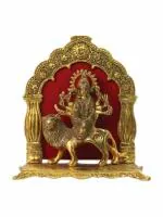 RAAVEE MATA Golden Metal Big Size Ambey Idol for Pooja and Office Decoration sherawali MATA murti (Pack of 1 Piece)