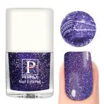 PERPAA Glitter Light Reflective UV Nail Polish Broken Diamond Flashing Sparkly Gel Enamel, Dark Blue