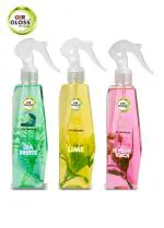 Air Gloss Air Freshener Sea-Brezze, Lime & Velvet Spray For Room, Car with Long-Lasting Fragrance (Pack of 3, 250ml Each)