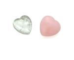 Astroghar Natural Clear Quartz And Rose Quartz Polished Small Puffy Hearts 30 mm (Pack Of 2)
