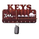 Aditya Handicrafts Keys Bird And Tortoise Design Key Holder With Mobile Holder And Charging Stand - 8 Hooks (Wooden)