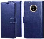 Clickaway Blue Faux Leather Back Case Cover For Motorola Moto G5 Plus