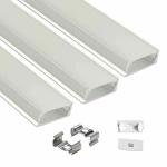 EASYGLO Lighting Aluminium Rectangular Surface LED 1Meter Profile Channels with Diffused Cover, End Caps and Mounting Clips Without LED Straight Linear (18x16mm) - Pack of 3
