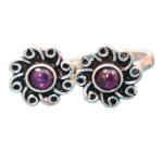 CHAITANYA EMPORIUM trendy round ruby coloured cutstone silver toerings