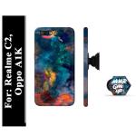 Mobi Elite Abstract Wallpaper Printed Hard Back Cover Case with Mobile Holder, Pop holder, Pop socket for Realme C2, Oppo A1k