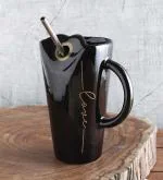 MADARKS Mug with Stainless Steel Straw for Cold Coffee and Ice Tea - 1 Piece |Ceramic Sipper Glass with Straw Flask Mug Coffee Sipper with Straw Sipper Cups for Adults (460 ml)|