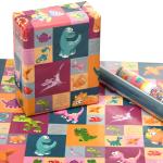eVincE Cute Dinosaur Gift Wrapping Paper | Pack of 10 Sheets ( 70 x 50 cms) | For Kids Birthday Diwali Christmas & All Occasion