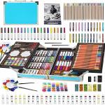Yuvi Tech - 145 Pcs Kids Art Supplies Set: Sketch Pencils, Crayons, Oil Pastels, Watercolors with Brushes, Sharpener, Eraser - Complete Drawing & Painting Kit for Children - Multi-Colored Stationery