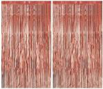 Crackles MetallicFringe Rose Gold Curtains 3 ftx6 ft for Birthday and party Decoration-Pack of 2