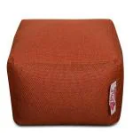 Style Homez ORGANIX Collection, Square Poof Bean Bag Ottoman Stool Large Size Orange Color in Organic Jute Fabric, Cover Only