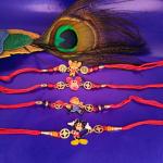 Kavim Kids WB 27 Sandalwood Rakhi, Chawal Roli Pack Set (Four cartoon chracter woods Kid's Desiner Rakhi)