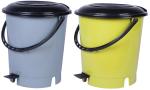 EM ELIGHTWAY MART Plastic Pedal Bin, Capacity: 12 L Plastic Dustbin (Grey, Yellow) (Pack Of 2)