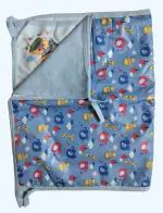 Maalove Soft Cotton Baby Bath Towel/Wrapper for 0-2 years Baby with Printed Waterproof Bed Protector Sheet Blue
