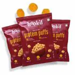 Hook'D Smoked BBQ Protein Puffs | High Protein And Fiber Snacks | Plant Based Protein | 100% Vegan | Gluten Free | Below 100 Calories | 0% Cholesterol | 10Gms Protein Per Pack - Pack Of 6