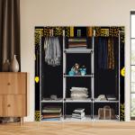 BE MODERN 8 Shelves Premium Building Print Carbon Steel Collapsible Wardrobe (Finish Color -11_BLACK, DIY(Do-It-Yourself))