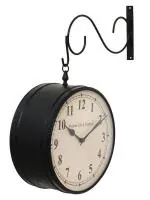 Chronikle Black Iron Double Sided Home Roman And Full Figure Railway Station Hanging Wall Clock