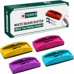 SHELFKING Non Magnetic Premium Whiteboard Duster | Dry Erase Whiteboard Eraser for Erasing Whiteboard Marker or Chalk Board Writing - (Pack of 04, Multicolor) Dusters (Set of: 4, Multicolor)