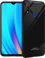 Zybux Realme 3 Pro Black Glass and Silicon Mobile Back Cover