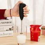 HEMIZA Mini Handheld Portable Stainless Steel Drink Coffee Lassi Milk Frother Former Electric Mixer Stirrer Egg Beater Personal Coffee Maker