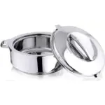 LIMETRO STEEL Stainless Steel Double Wall Insulated Casserole with Steel Lid (2.5 Ltr) Serve Casserole (2500 ml)
