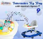 ODELEE Height Adjustable Musical Drift Baby Walker for 6-18 Months Kids With 360 Degree Rotation Wheels, Cushioned Seat & Parental Rod