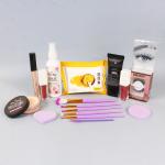 Rose Leaf Loose Powder, Concealer,Makeup Fixer,Wet Wipes,2 Pcs Lipsticks , Foundation, Eyelashes, Brush Set Full Combo for Women|Premium Quality