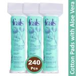 FEALS Aloe Vera Cotton Pads for Face Makeup Removal (240 Soft Round Pads) -80 Count x Pack of 3