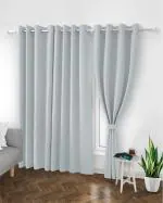 TopDrapes Room Darkening Blackout Door Solid Curtain with Tie Back 7 feet 1 Pcs ( Light Grey )