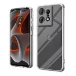 Casotec Crystal Clear Back Case for Motorola Moto Edge 50 Pro 5G | Raised Bumps for Camera & Screen Protection | Clear Soft Silicone Back Case Cover for Motorola Moto Edge 50 Pro 5G (TPU | Transparent)