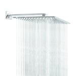 Respite Silver Stainless Steel Elegant Overhead Shower Without Arm, 12X12 Inches