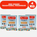 Desi Label Organic Desi Khand khandsari Natural & Unprocessed Raw Sugar | Organic & Unrefined | Unprocessed & Natural | Free from chemicals and preservatives | Substitute to refined white sugar | Immunity booster (Pack Of 4(4 Kg))