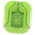 MEERtronics Ultrapods Earbuds with Transparent Case|25 Hours Playtime|Touch Control | ENC|Auto Pairing|10mm Drivers|5.1v Bluetooth (Green)