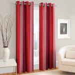 La elite Red Multishaded Color Room Darkening Polyester Readymade Eyelet Curtains For Long Door 9 x 4 ft (2 pcs)