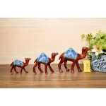 Ashamohar Beautiful Handcrafted Print Big Camel Set Showpiece for Home Items and Gift Decorative Showpiece - 12 cm  (Paper Mache, Red)
