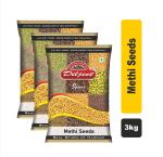 Diljeet Spices 3Kg Dana Methi |Fenugreek Seeds |Methi Seeds (1Kgx3)