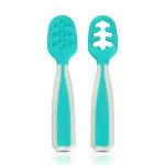 LuvLap Yum Yum Weaning Pre-Spoon, Bpa Free Silicone Self Feeding Baby Spoon Set (Stage One + Stage Two) Baby Led Weaning Spoon for Kids Ages 6 Months+, Baby Utensil, 100 Millimeter