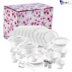 Blu Bel Pack of 32 PP (Polypropylene) BROOK DINNER Dinner Set (White, Microwave Safe)