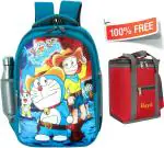 Bayo Doraemon 18 inch 47cm For 1st std-5th std Lightweight school Bag+Lunch Bag Free 35 L Laptop Backpack |Blue, Grey
