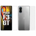 Kite Digital Xiaomi Poco F3 GT Back Screen Protective Film Carbon Fiber Skin Transparent Sticker + Transparent Tempered Glass Screen Protector with Full Screen Coverage [Except Edges]