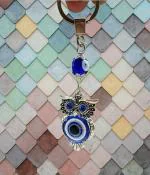 Color Nation Blue and Silver Color Evil Eye Keychain for Bike/Car Gifting with Key Ring Anti-Rust (Pack of 1)
