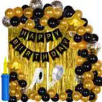 Party Midlinkerz Happy Birthday Decoration Kit with Balloon Pump and Glue Dot (61 Pcs)