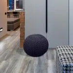 SOFTLAND Circular Cable Pouf Circular Navy Blue