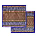 Orric Floor Mats Set of 2 18x18 Inches Natural Fiber/River Grass/Madurkathi Handcrafted Pooja Floor Mats/Sitting Mat/Meditation Prayer Mat/Chatai/Aasan (Blue)