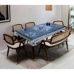 HARJAP'S Combo of Super Soft 3D Printed Rectangular & Waterproof Dining Table Cover Cloth with Transparent Lace Designer PVC Sheet Set of 2