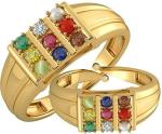 Vridaann Vatvraksh Men and Women Gold Plated Brass Navratan Rings